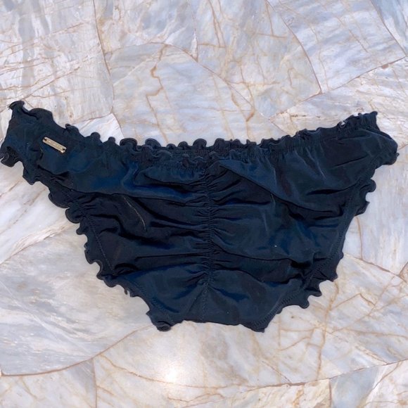 Small Victoria Secret Bikini Swim Bottoms Ruffle Black - Picture 3 of 4
